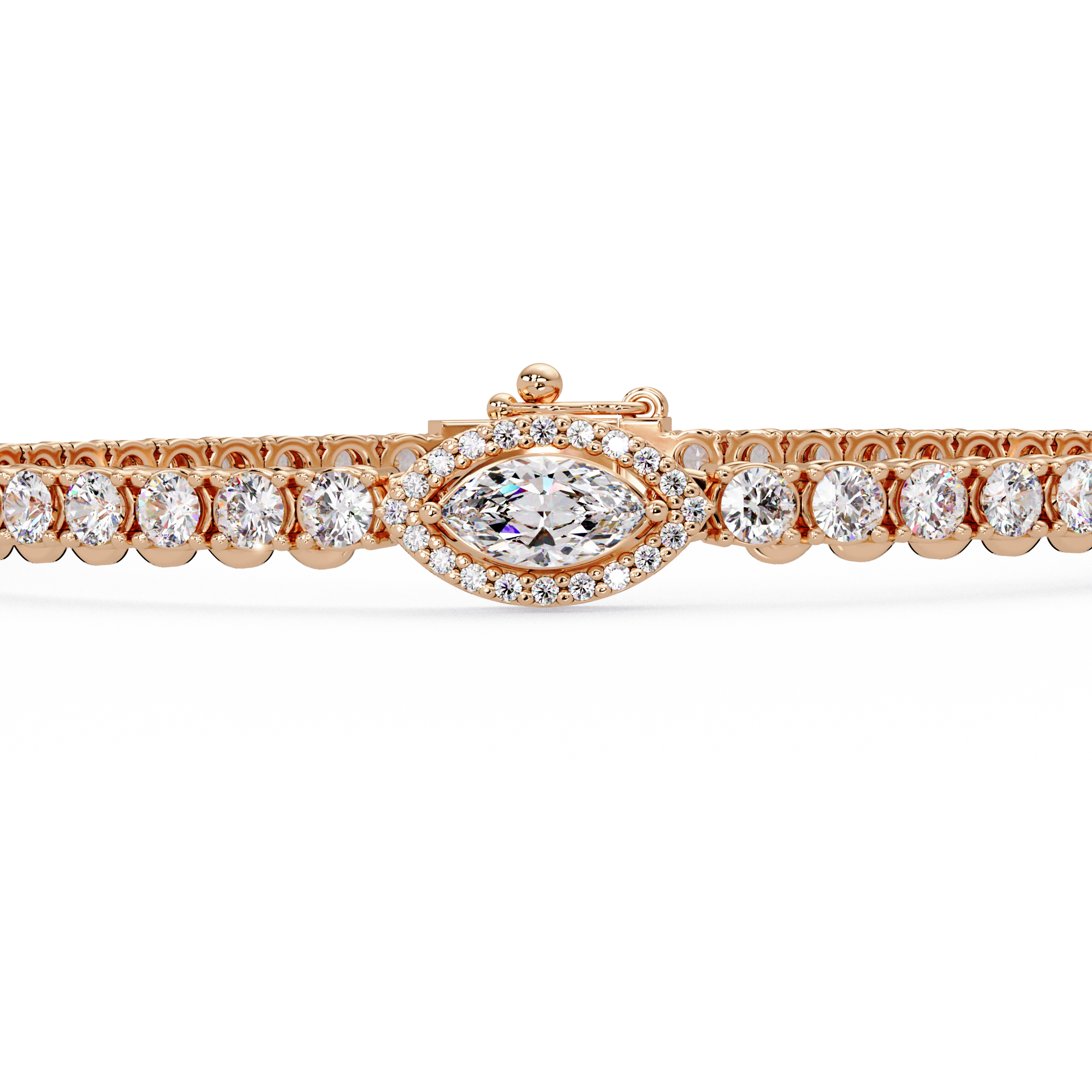 Marquise Halo Diamond Tennis Bracelet