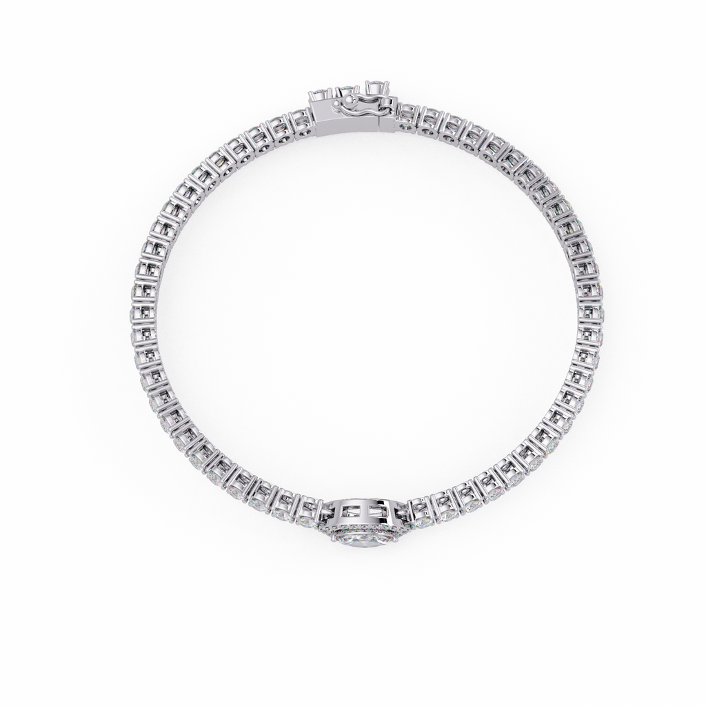 Marquise Halo Diamond Tennis Bracelet