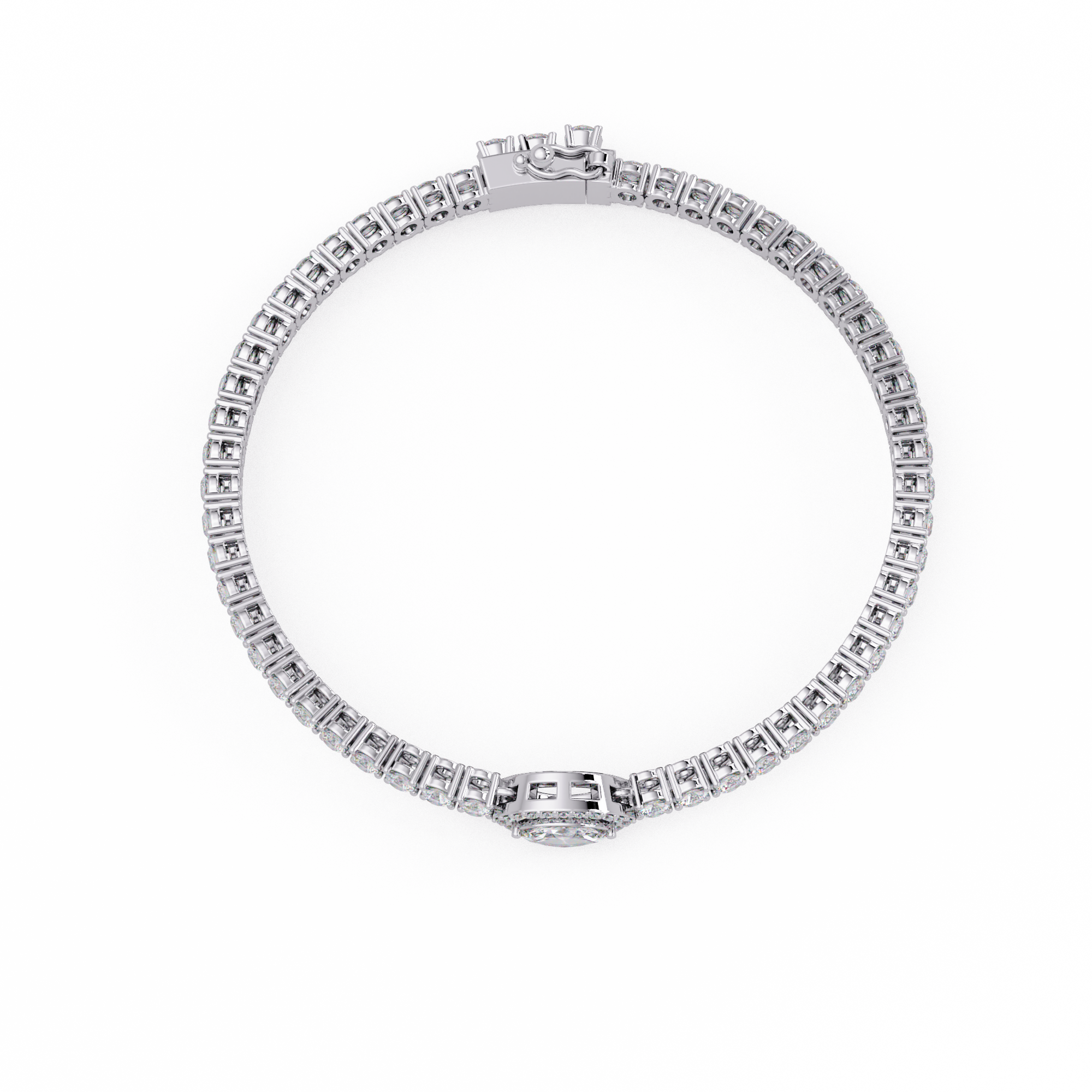 Marquise Halo Diamond Tennis Bracelet