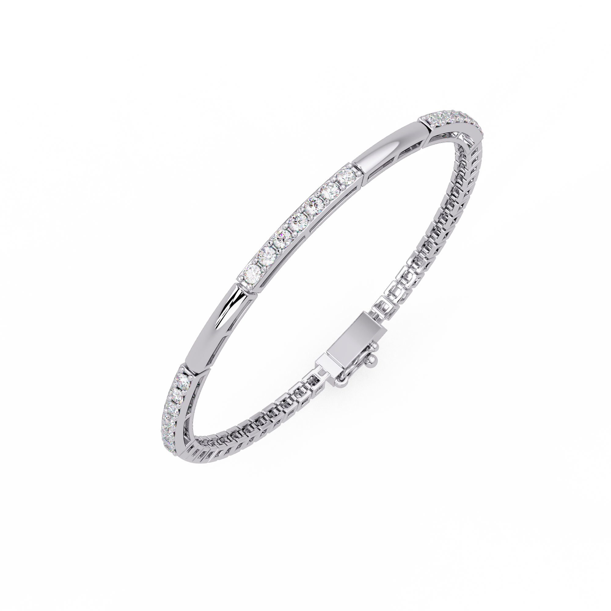 Classic Round Diamond Bar Tennis Bracelet