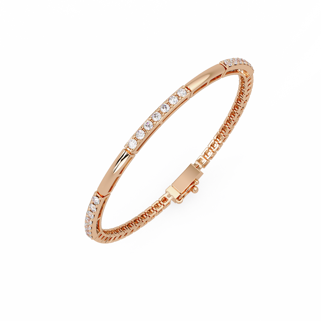 Classic Round Diamond Bar Tennis Bracelet
