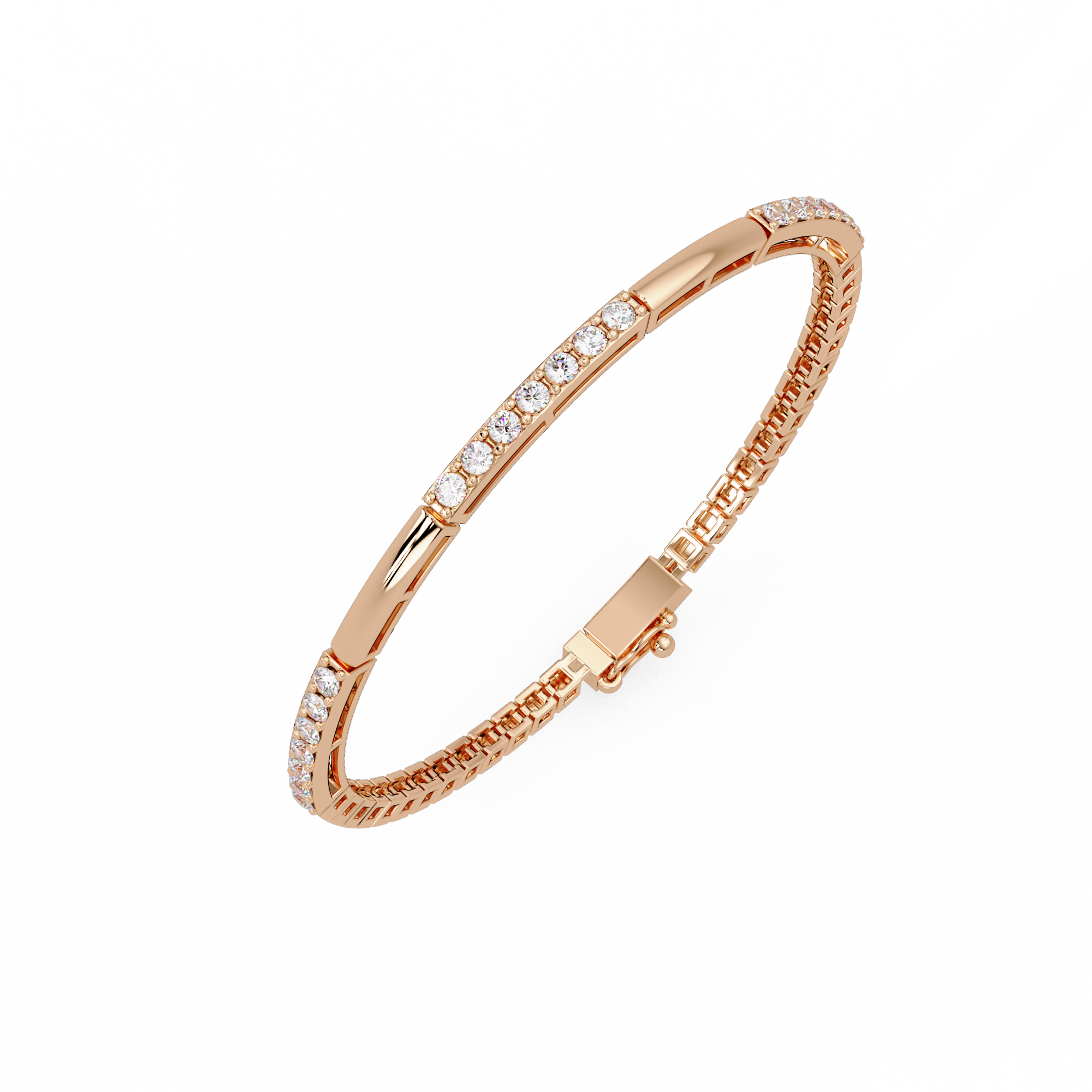 Classic Round Diamond Bar Tennis Bracelet