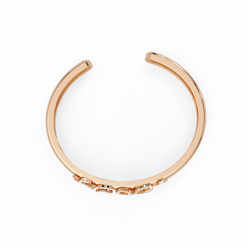 Floral Pear Cut Diamond Open Cuff Bracelet