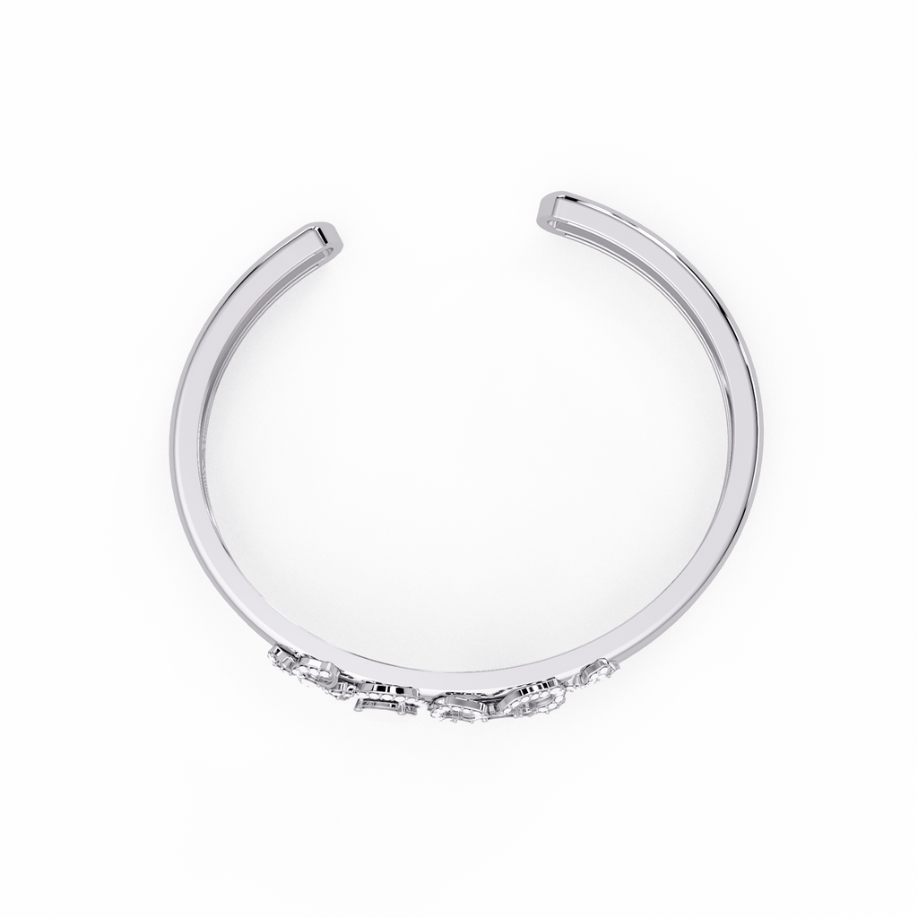 Floral Pear Cut Diamond Open Cuff Bracelet