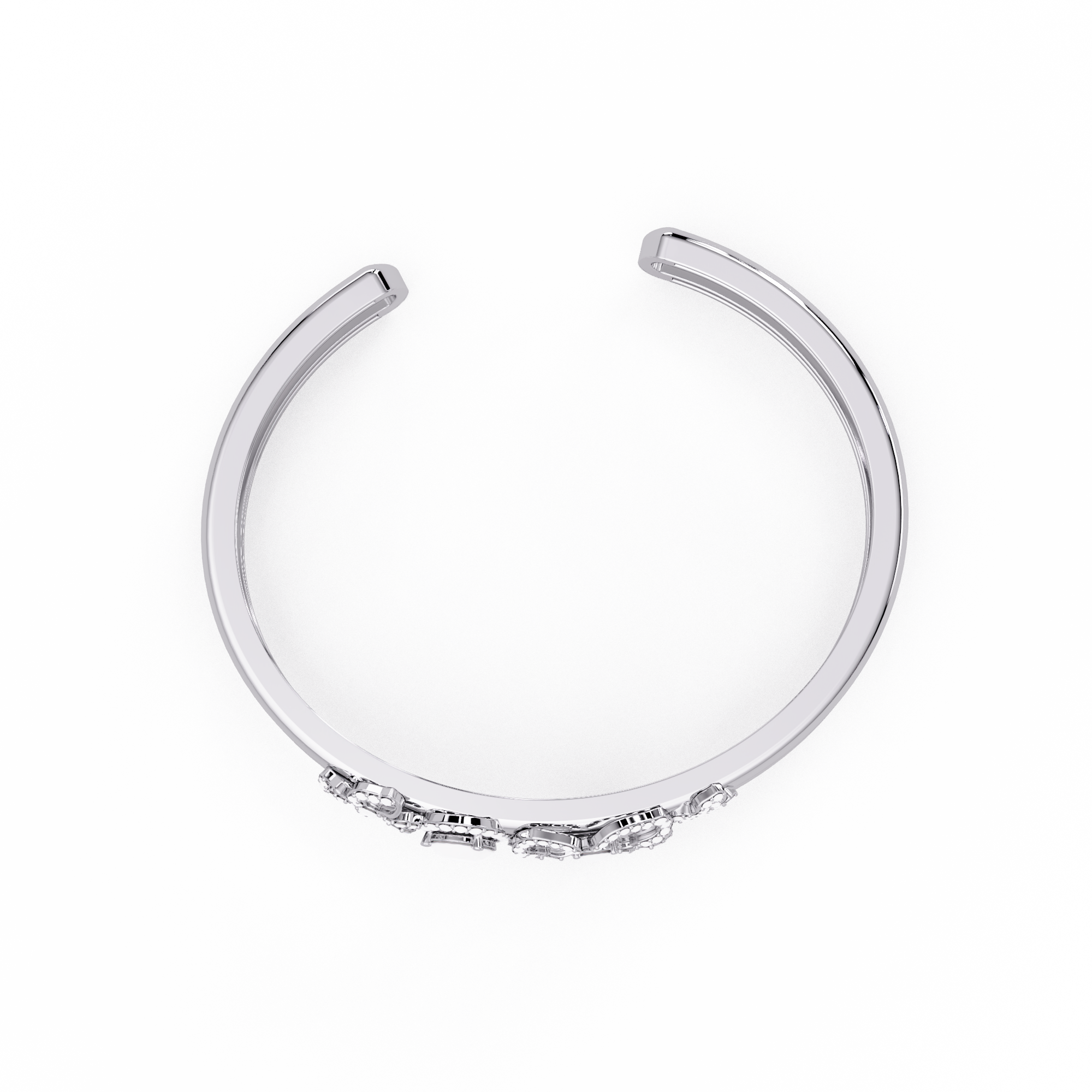 Floral Pear Cut Diamond Open Cuff Bracelet