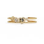 Floral Pear Cut Diamond Open Cuff Bracelet