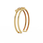 Floral Pear Cut Diamond Open Cuff Bracelet