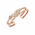 Floral Pear Cut Diamond Open Cuff Bracelet