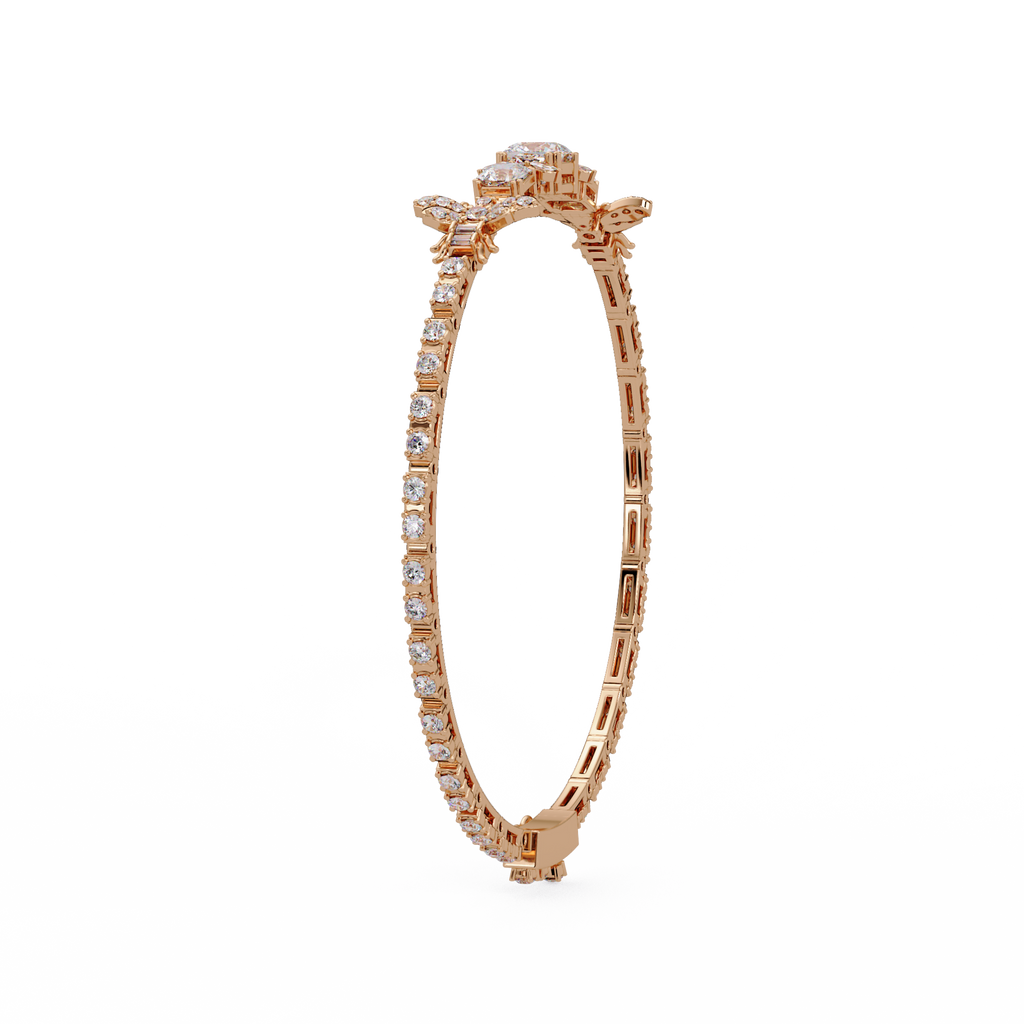 Butterfly Floral Cushion Cut Diamond Tennis Bracelet