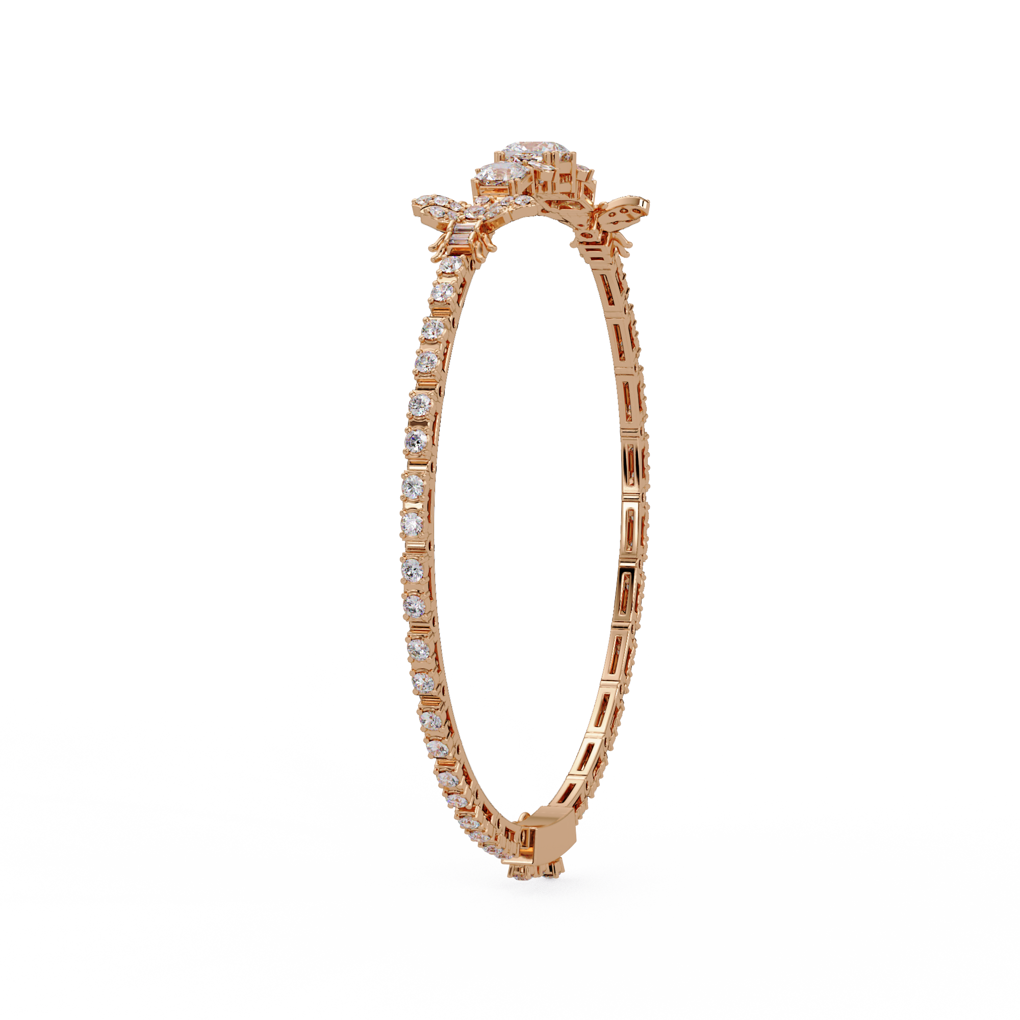 Butterfly Floral Cushion Cut Diamond Tennis Bracelet