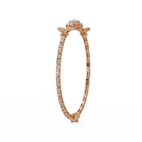 Butterfly Floral Cushion Cut Diamond Tennis Bracelet