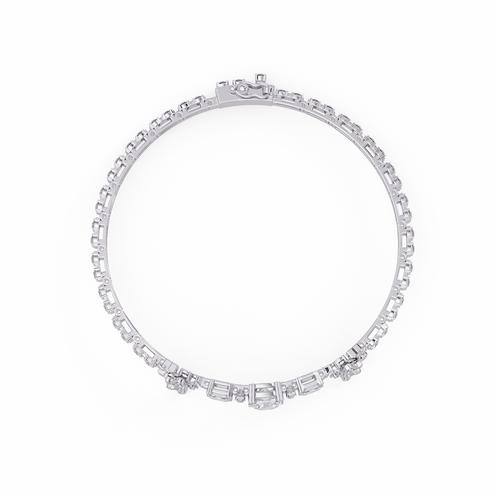 Butterfly Floral Cushion Cut Diamond Tennis Bracelet