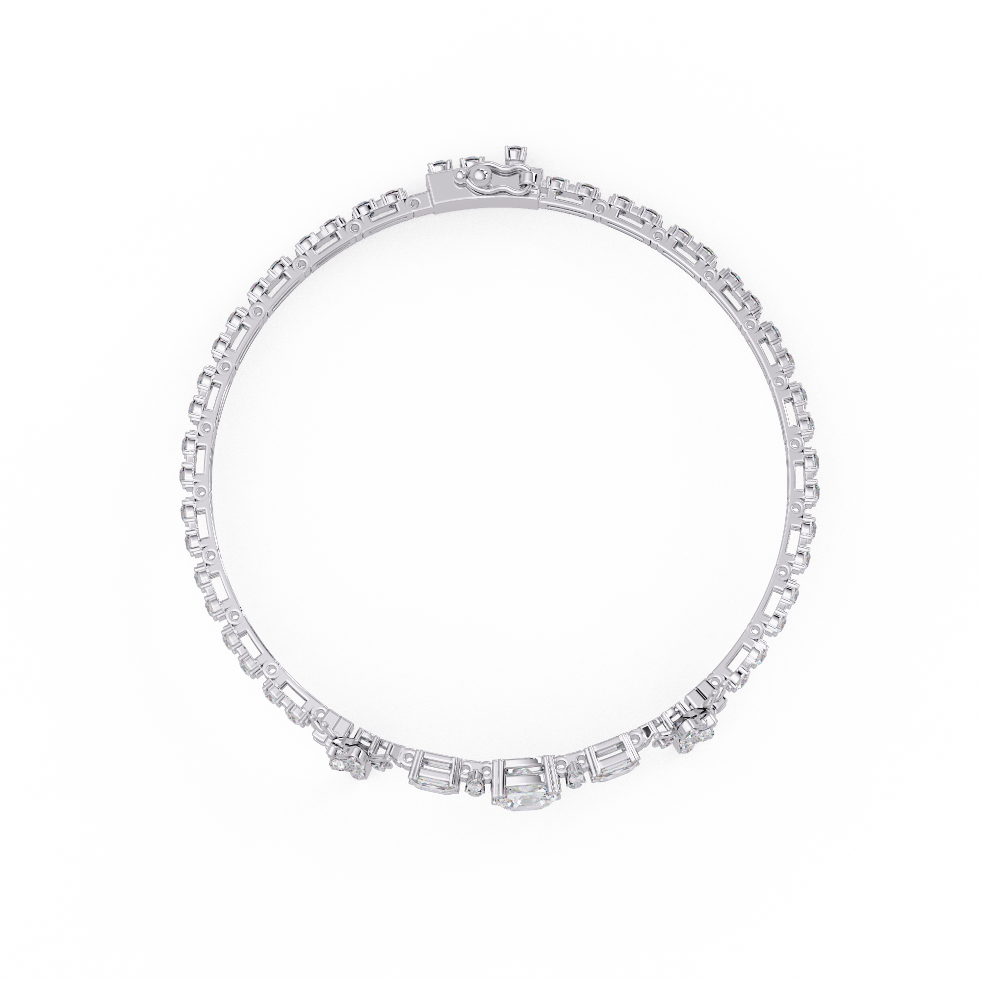 Butterfly Floral Cushion Cut Diamond Tennis Bracelet