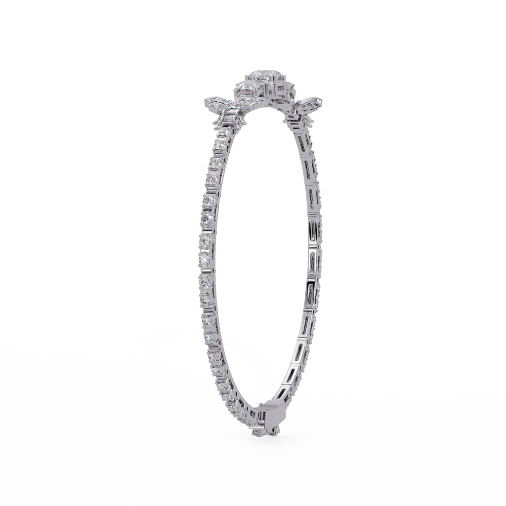 Butterfly Floral Cushion Cut Diamond Tennis Bracelet