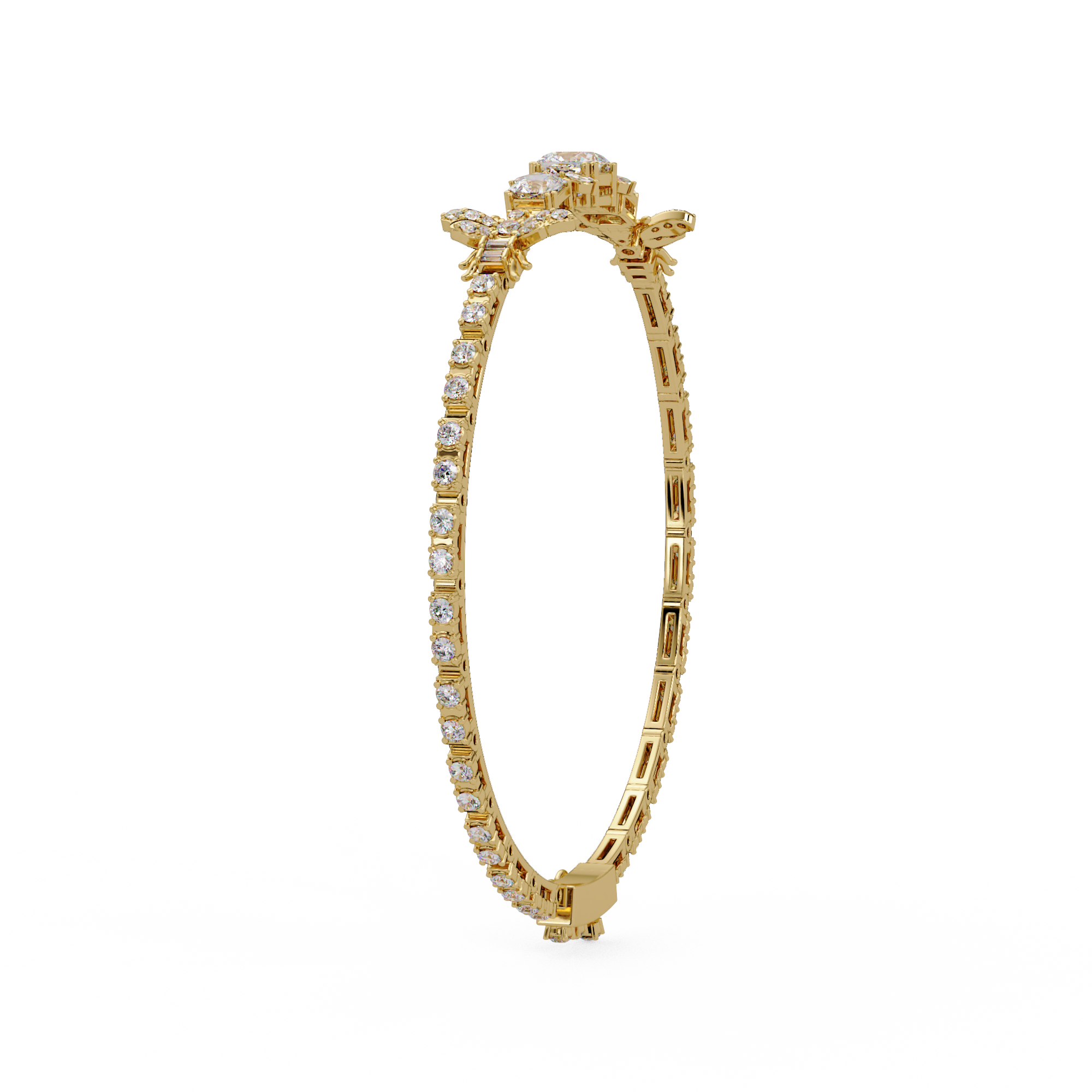 Butterfly Floral Cushion Cut Diamond Tennis Bracelet