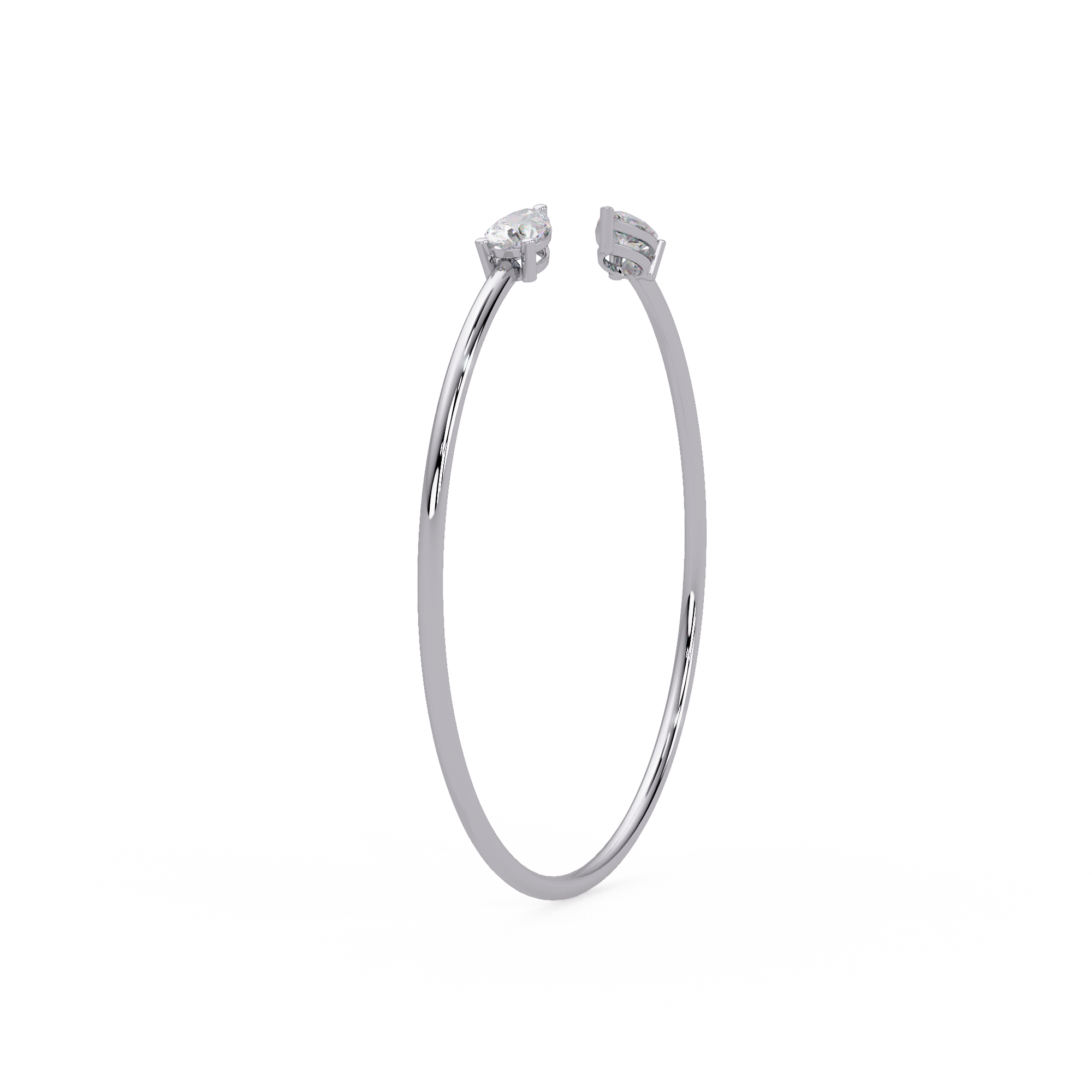 Pear Cut Diamond Open Cuff Bangle Bracelet | Minimalist Luxury Bracelet for Women