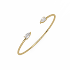 Pear Cut Diamond Open Cuff Bangle Bracelet | Minimalist Luxury Bracelet for Women