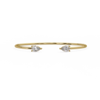 Pear Cut Diamond Open Cuff Bangle Bracelet | Minimalist Luxury Bracelet for Women