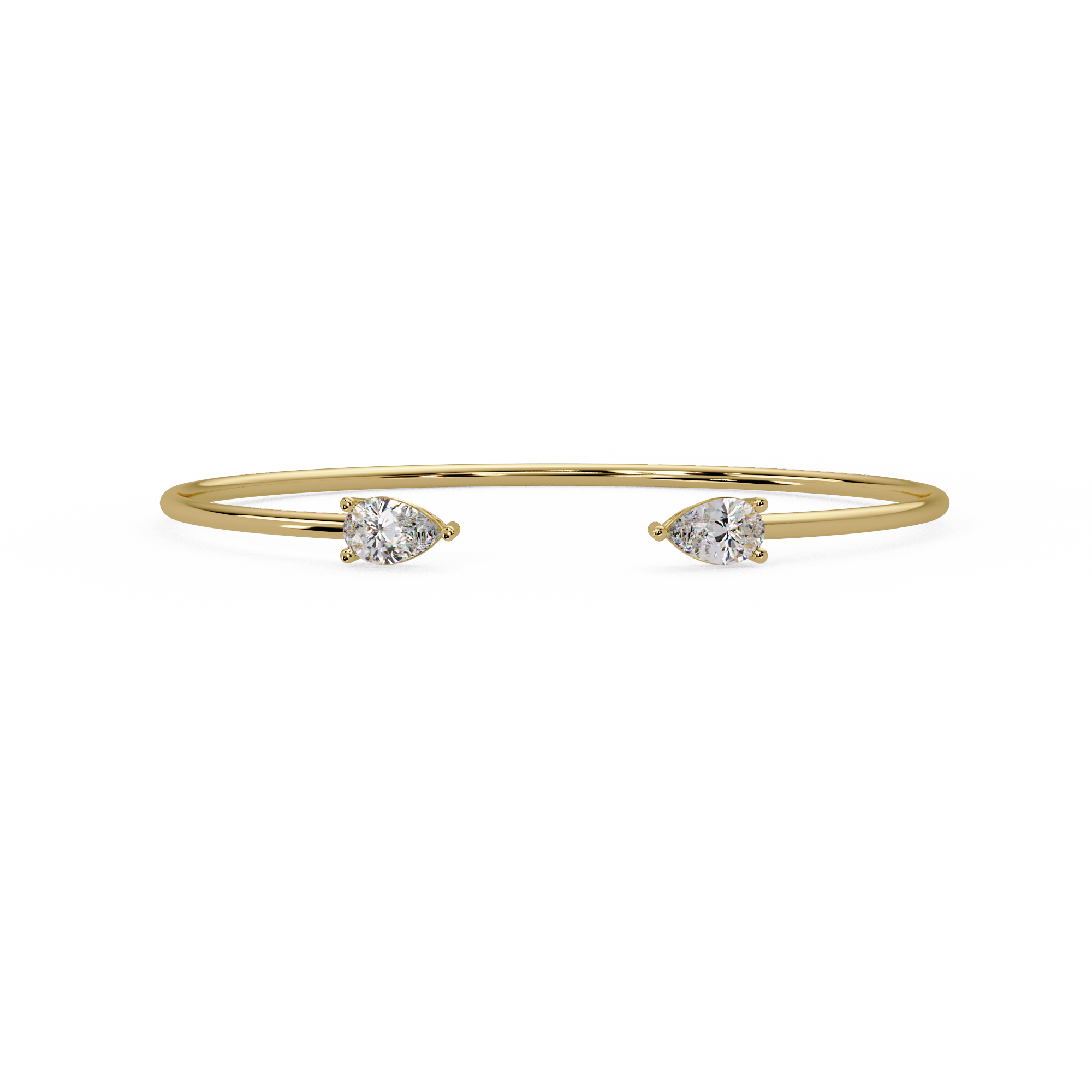 Pear Cut Diamond Open Cuff Bangle Bracelet | Minimalist Luxury Bracelet for Women