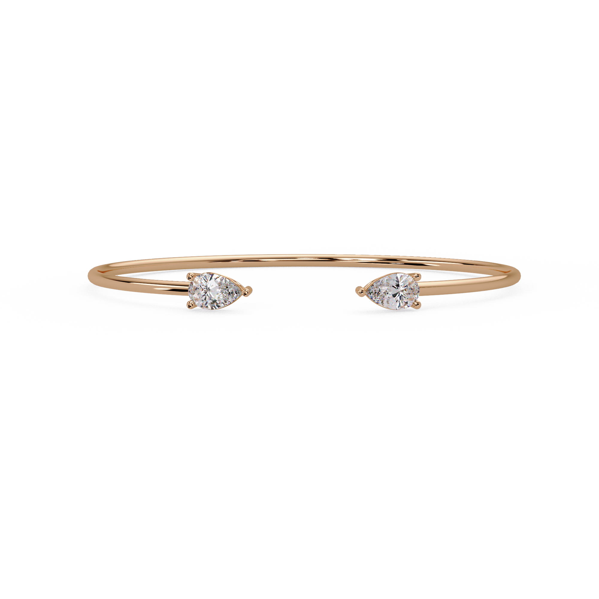 Pear Cut Diamond Open Cuff Bangle Bracelet | Minimalist Luxury Bracelet for Women