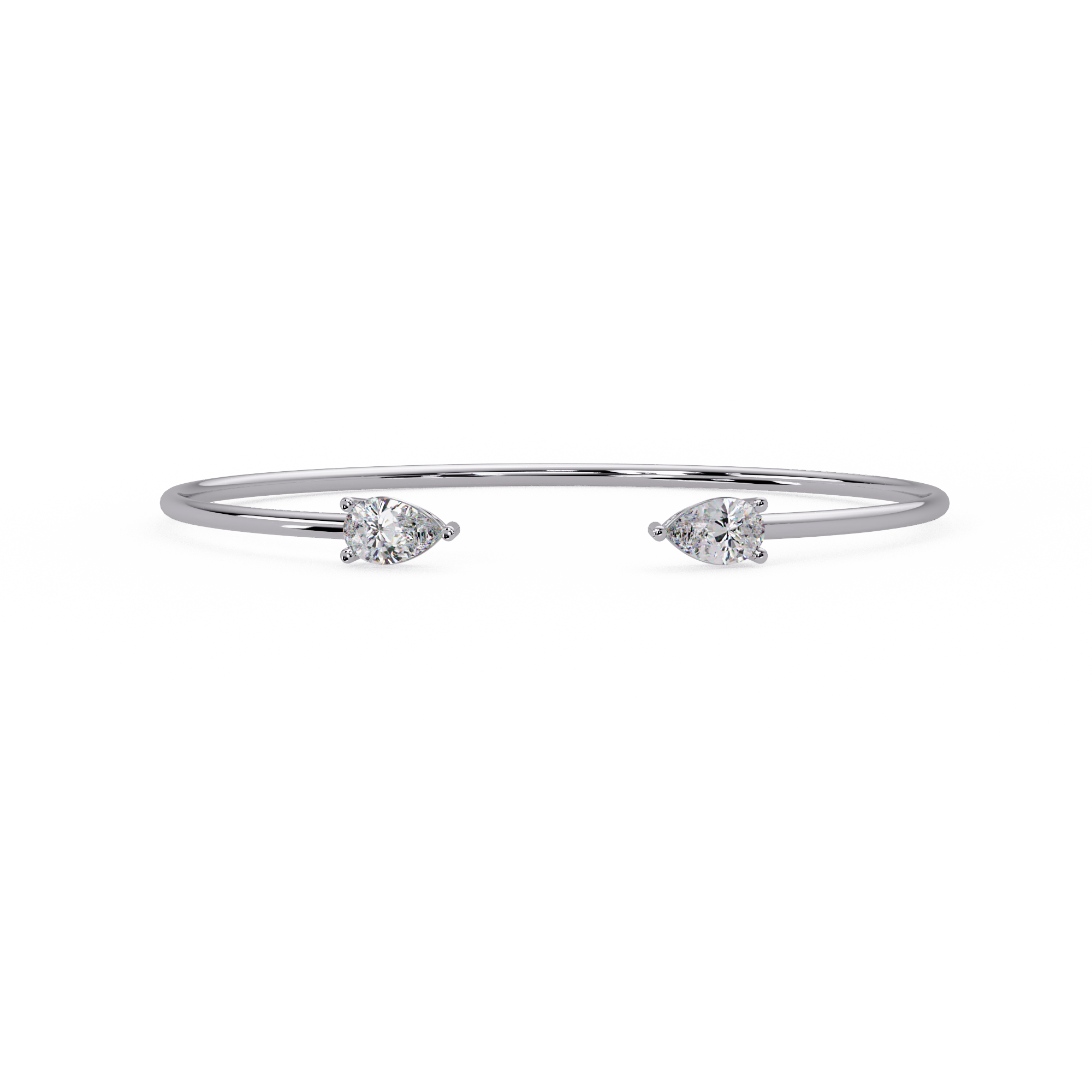 Pear Cut Diamond Open Cuff Bangle Bracelet | Minimalist Luxury Bracelet for Women