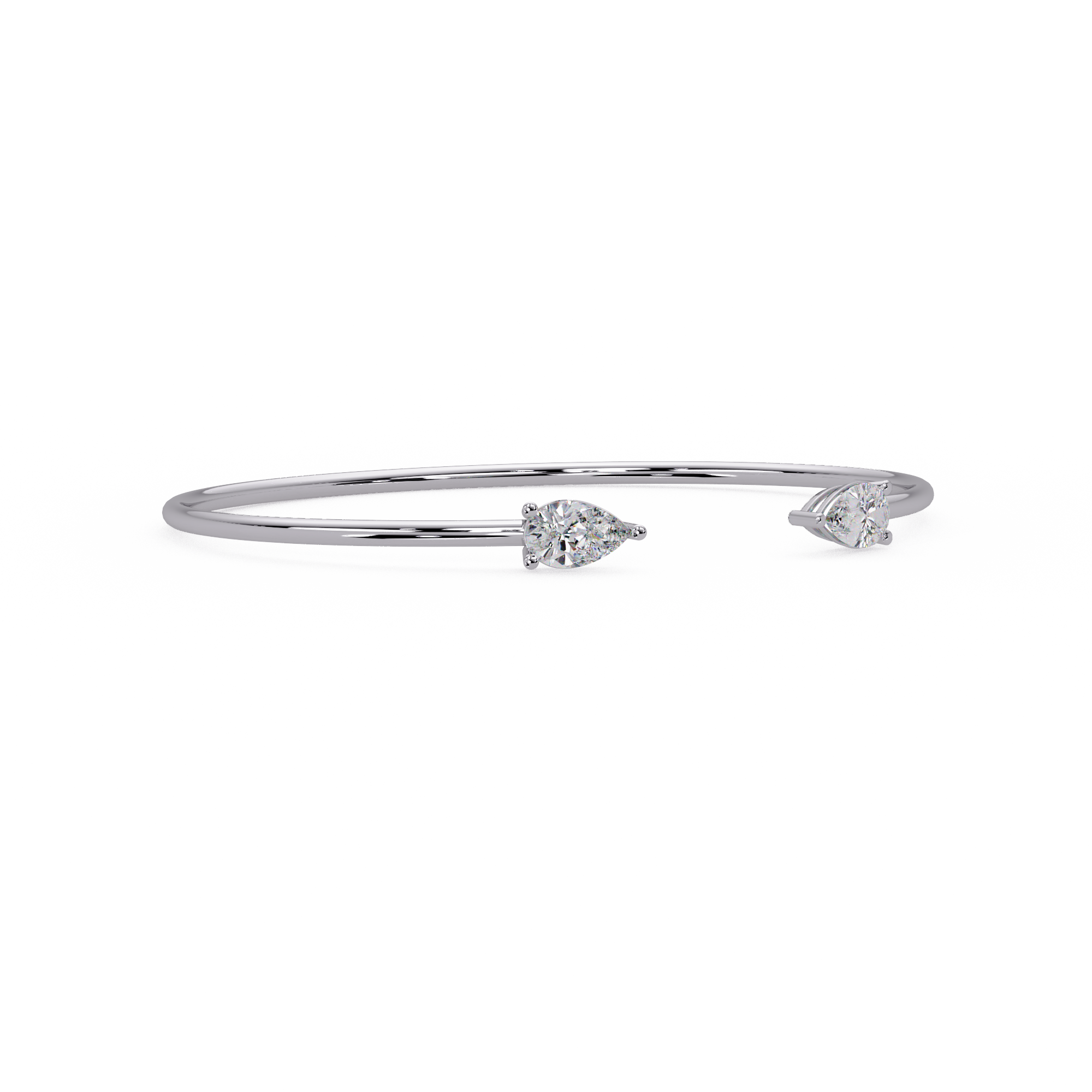 Pear Cut Diamond Open Cuff Bangle Bracelet | Minimalist Luxury Bracelet for Women