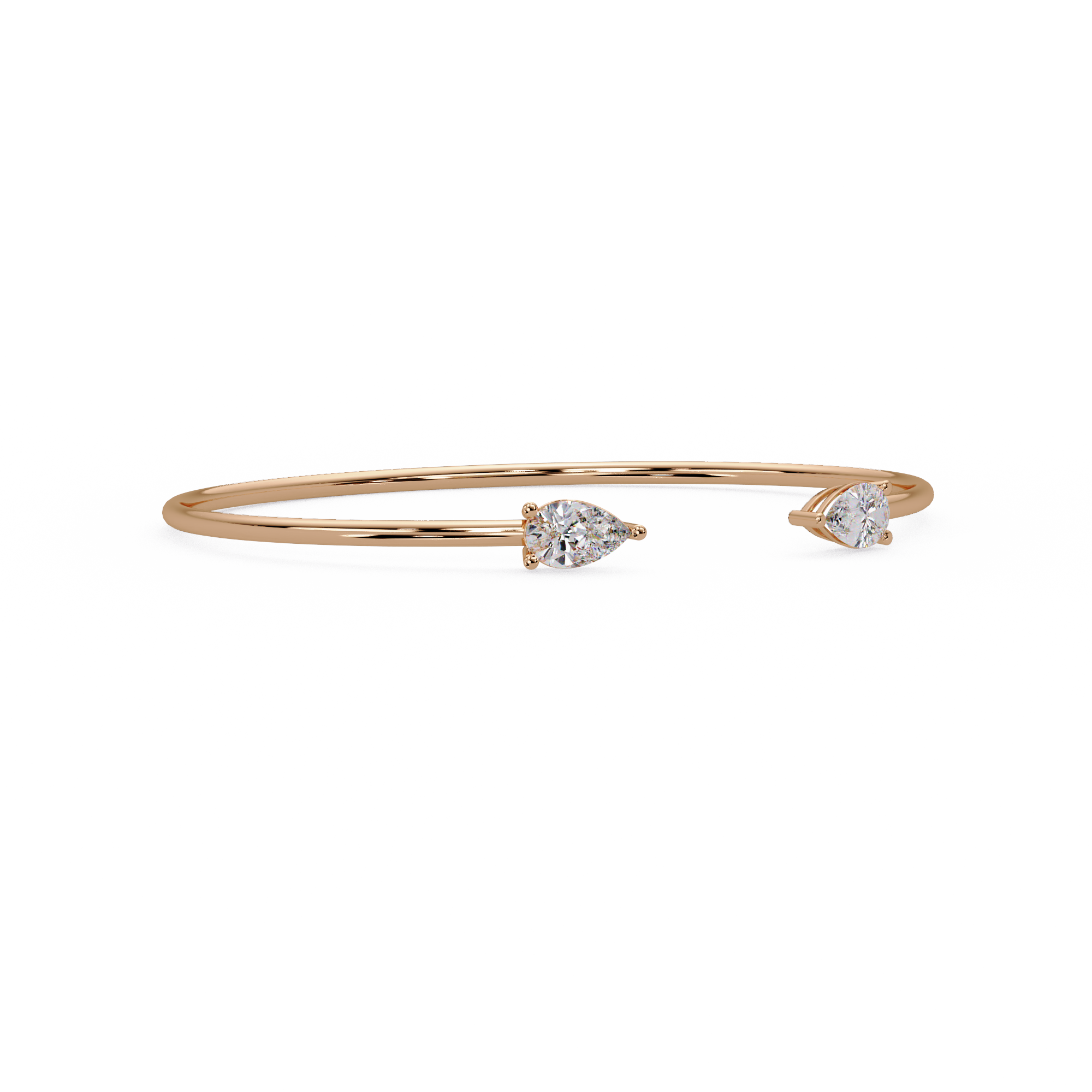 Pear Cut Diamond Open Cuff Bangle Bracelet | Minimalist Luxury Bracelet for Women