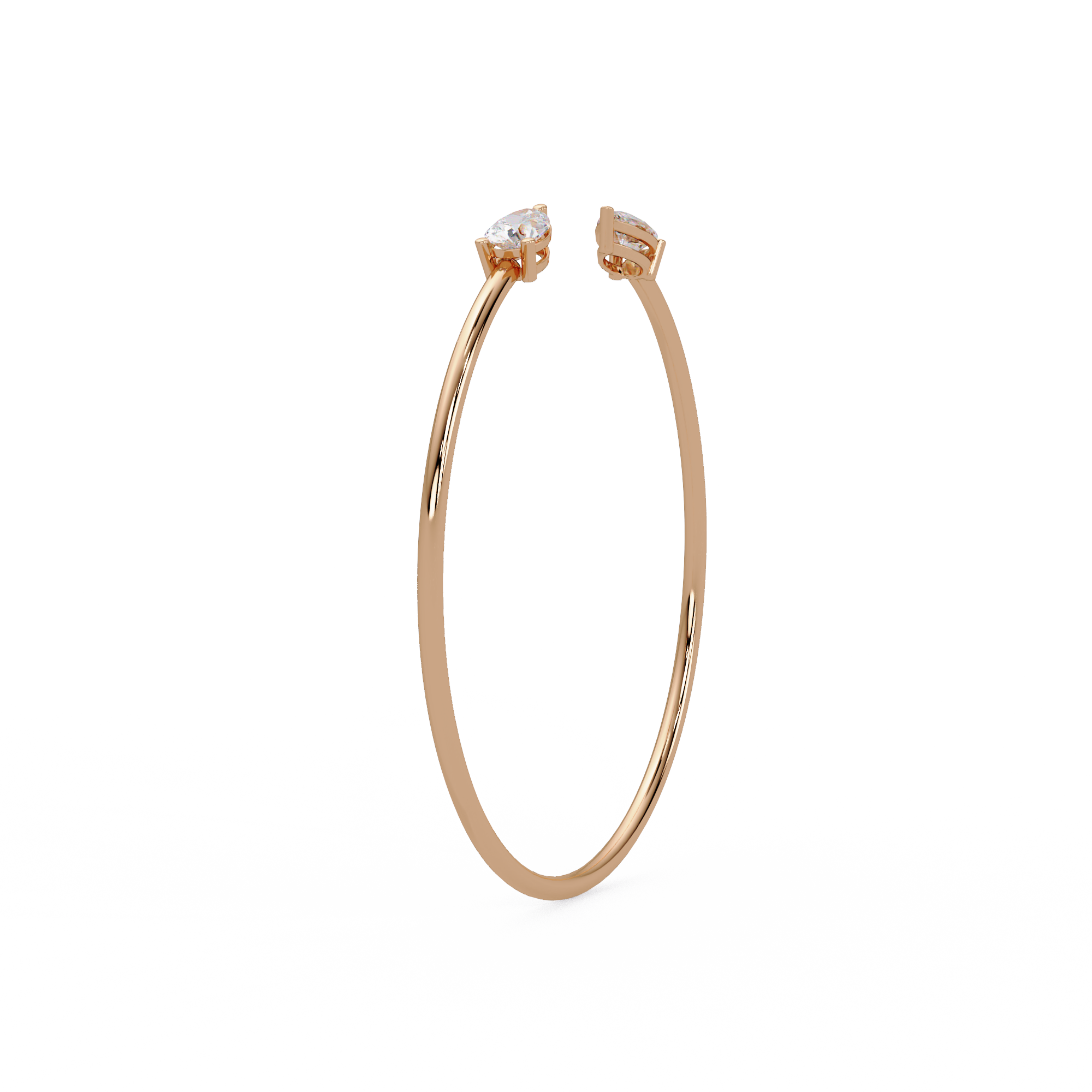 Pear Cut Diamond Open Cuff Bangle Bracelet | Minimalist Luxury Bracelet for Women