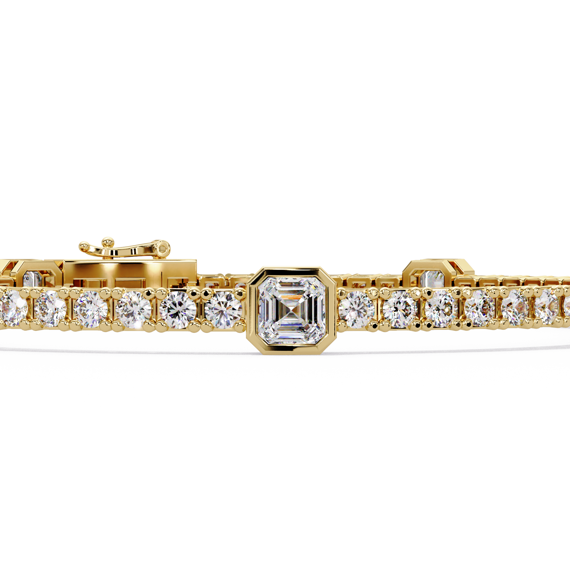 Asscher Diamond Station Tennis Bracelet