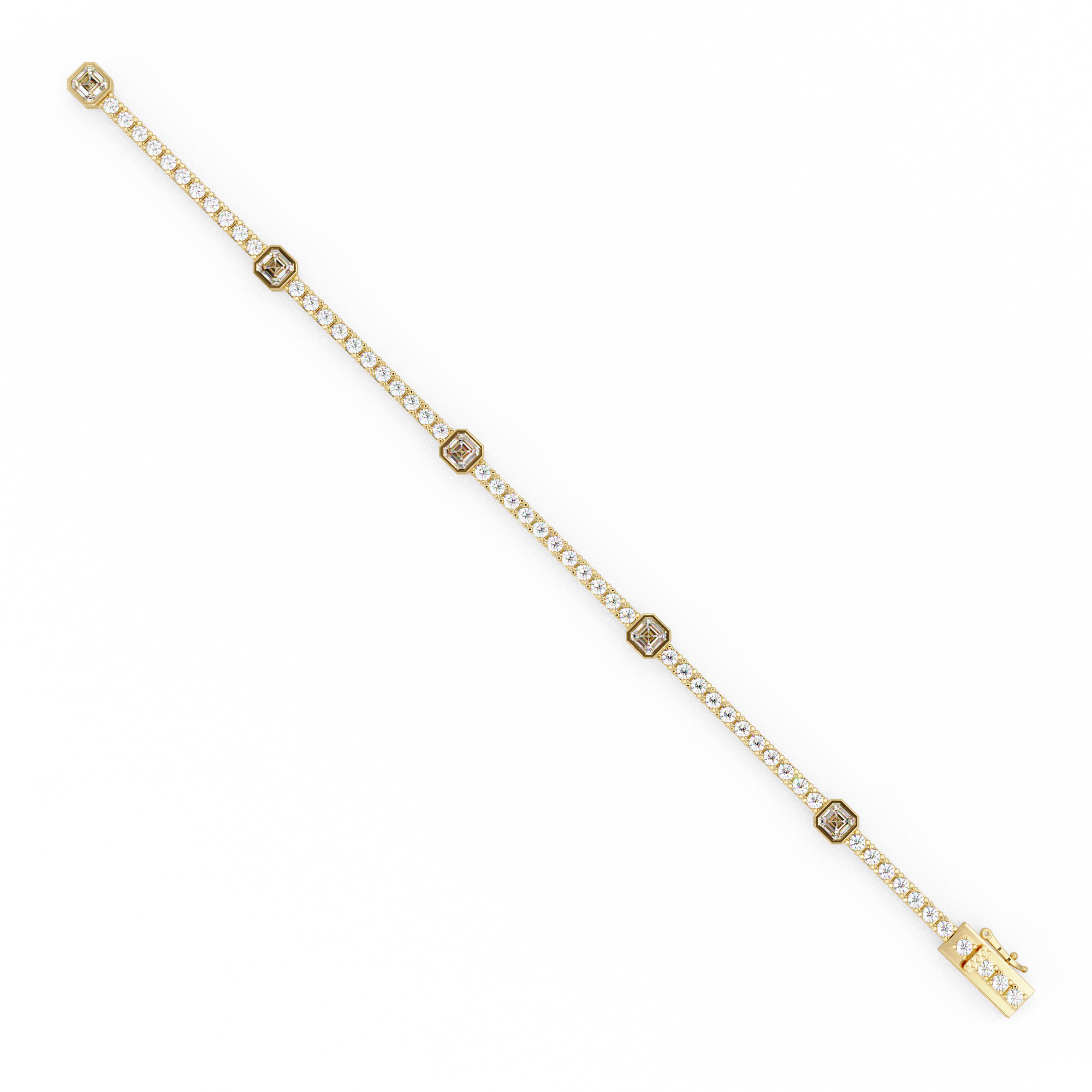 Asscher Diamond Station Tennis Bracelet