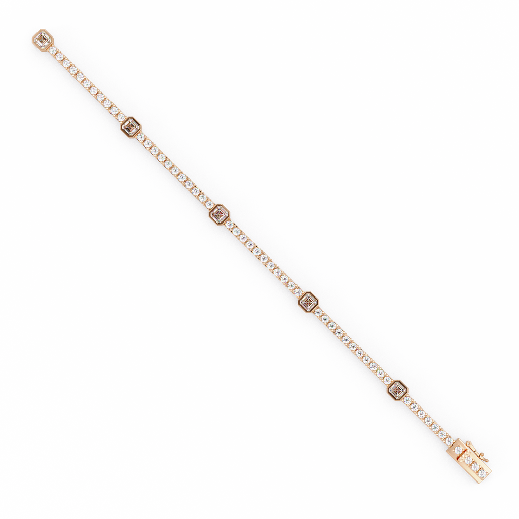 Asscher Diamond Station Tennis Bracelet