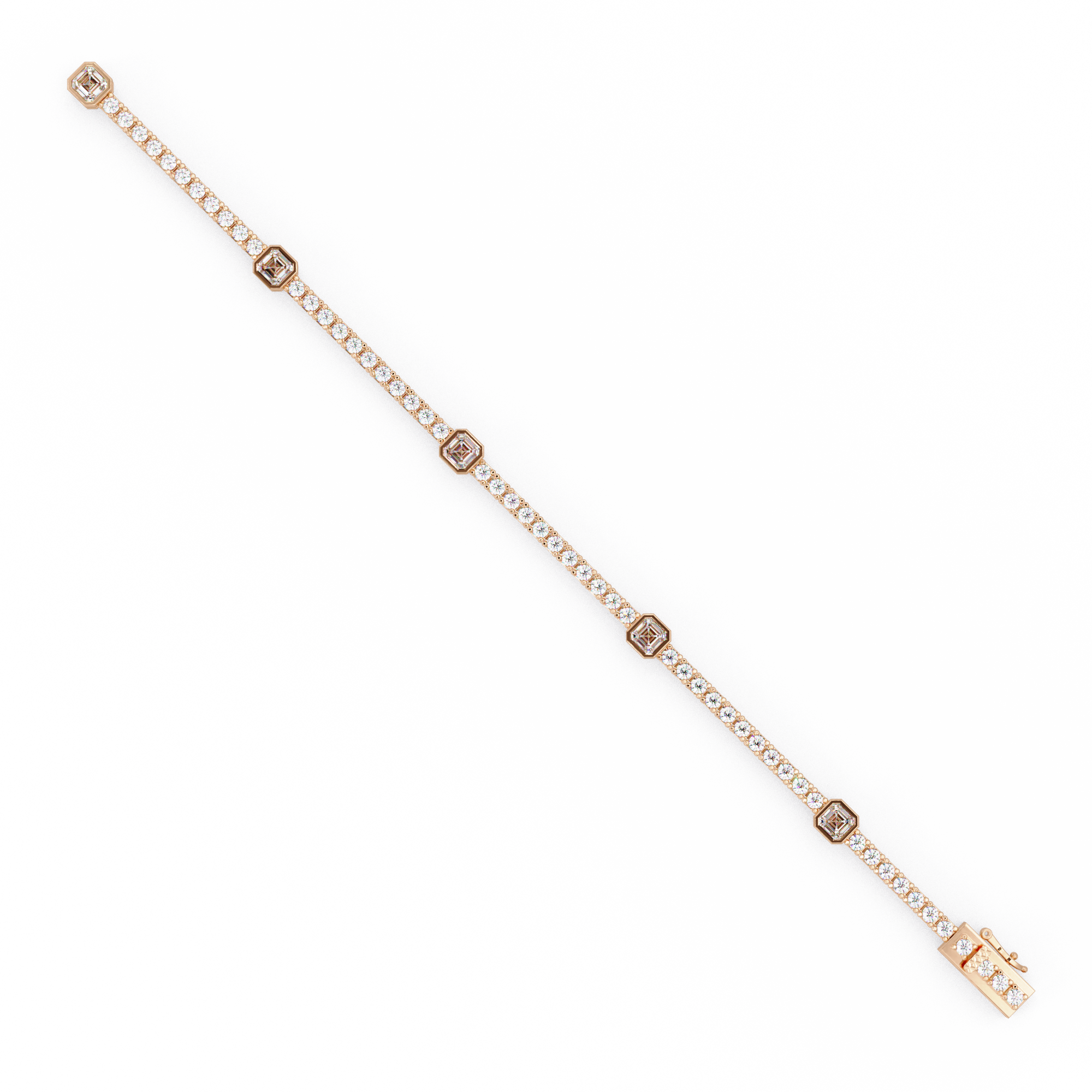 Asscher Diamond Station Tennis Bracelet