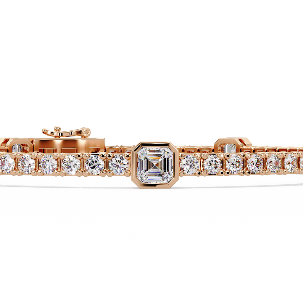 Asscher Diamond Station Tennis Bracelet