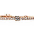Asscher Diamond Station Tennis Bracelet