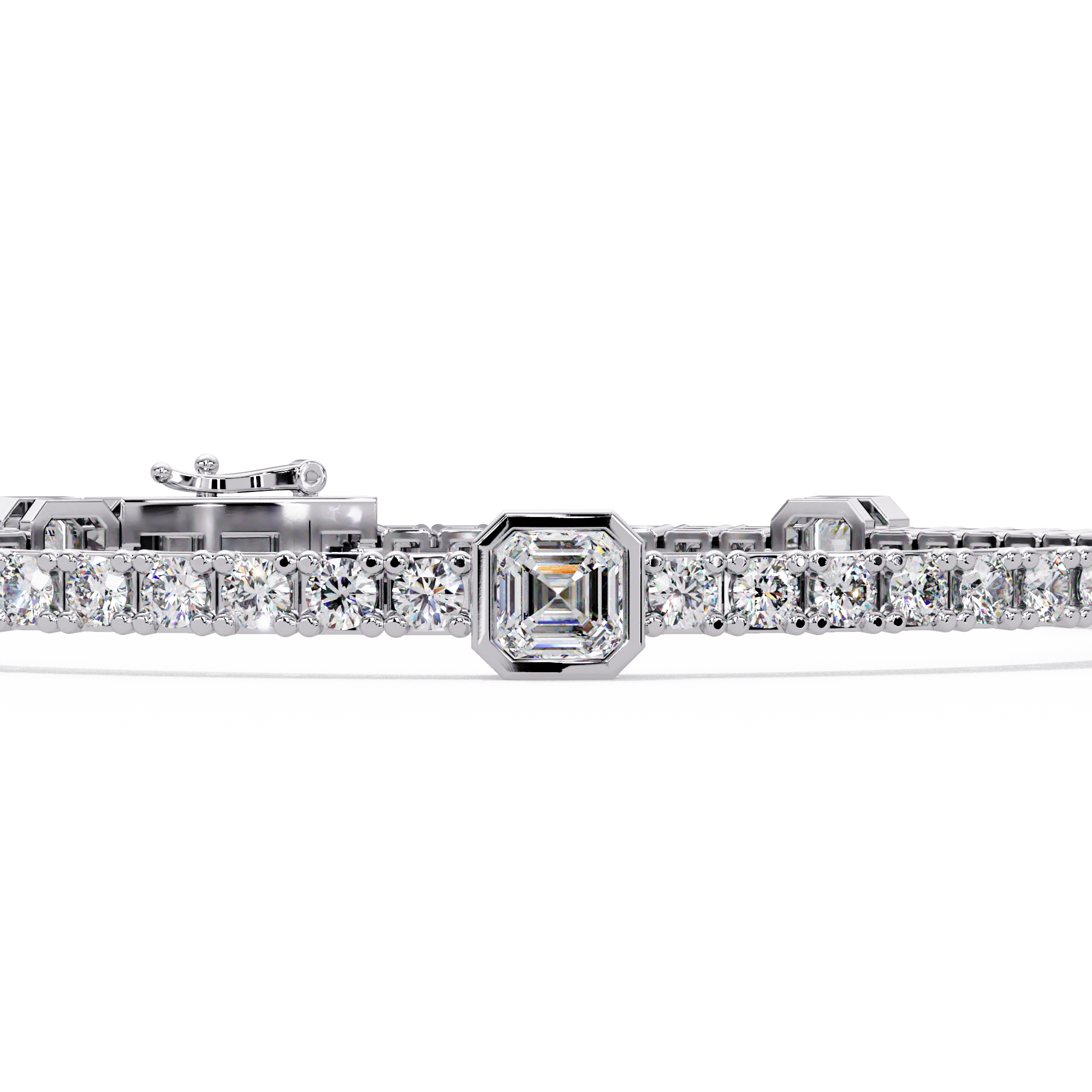 Asscher Diamond Station Tennis Bracelet