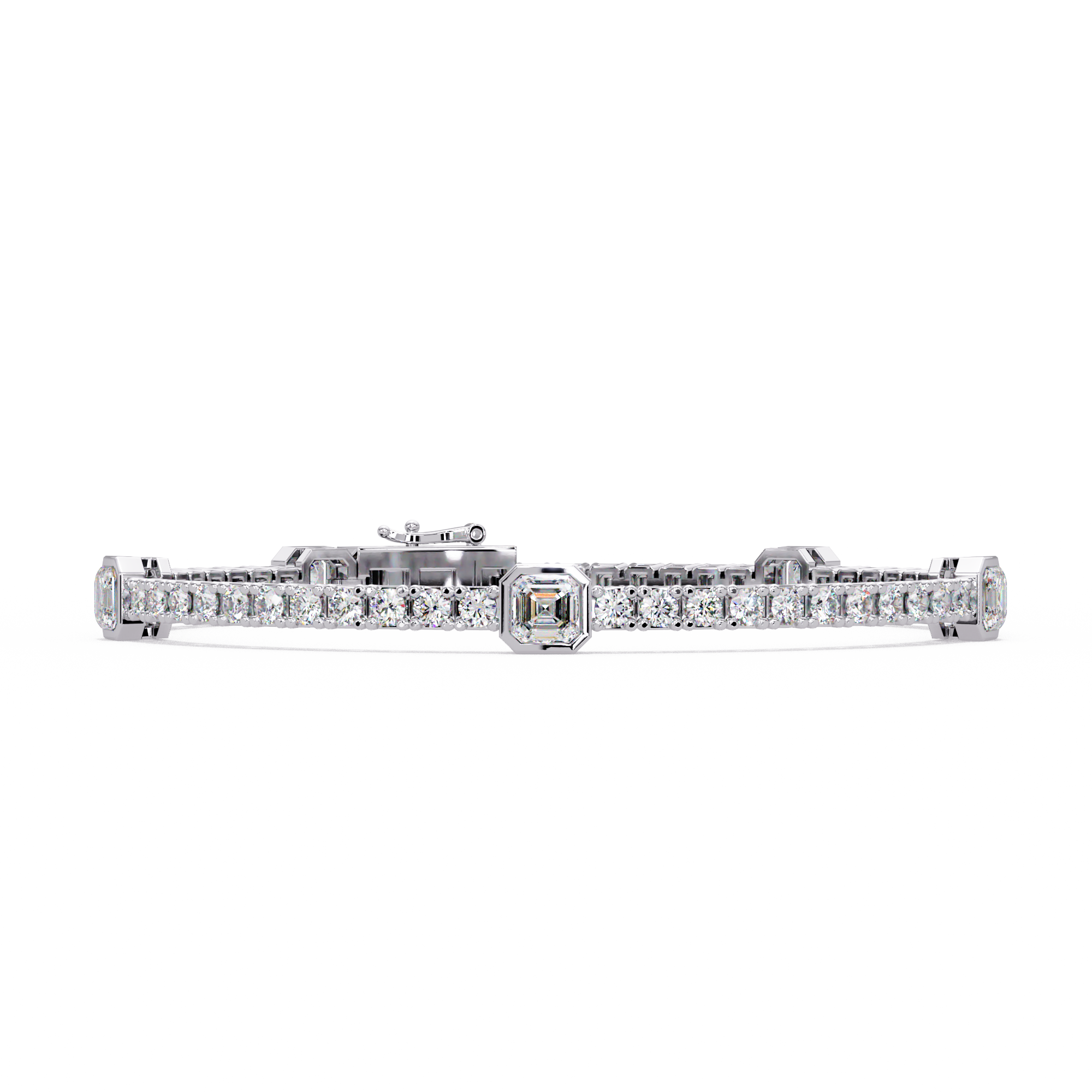 Asscher Diamond Station Tennis Bracelet