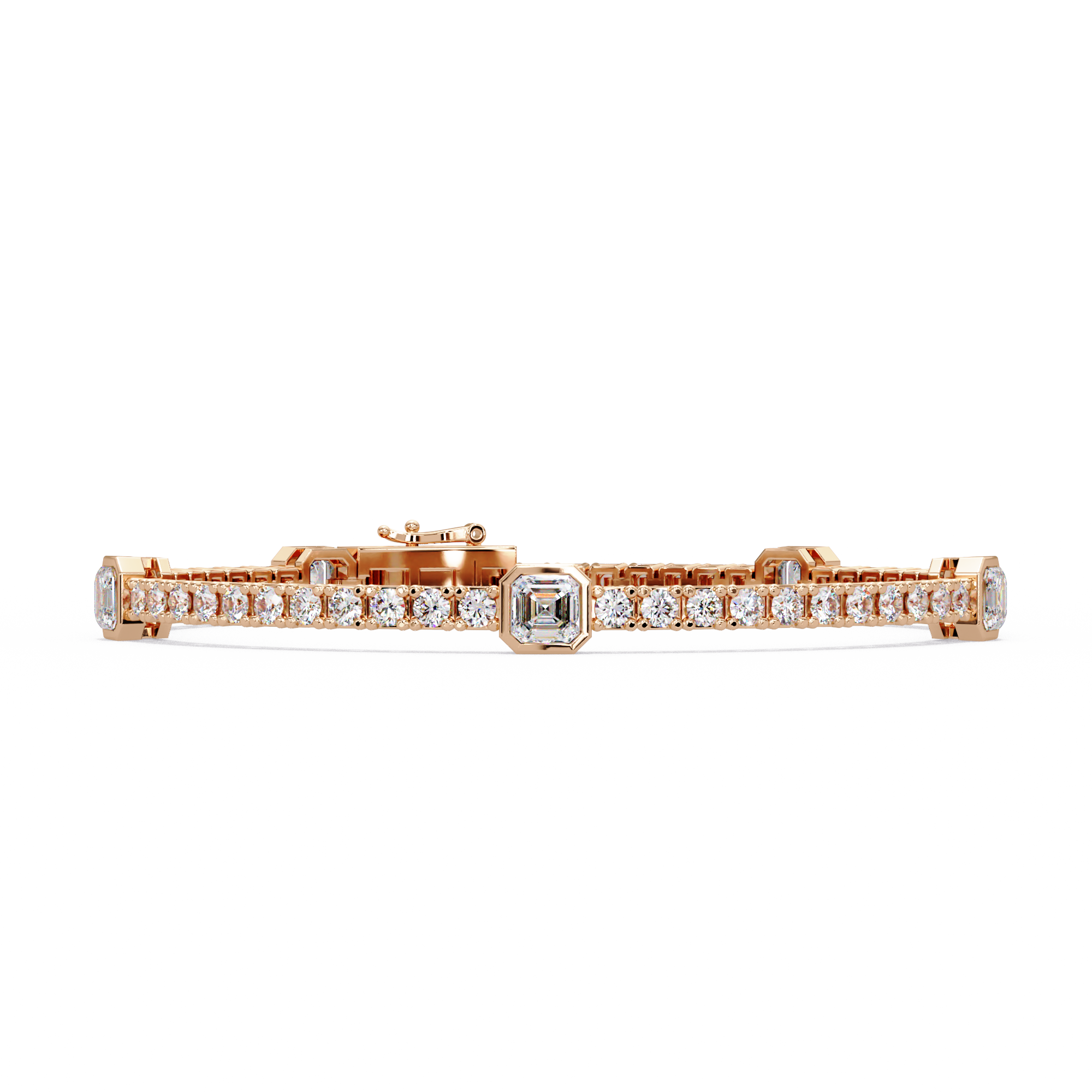 Asscher Diamond Station Tennis Bracelet