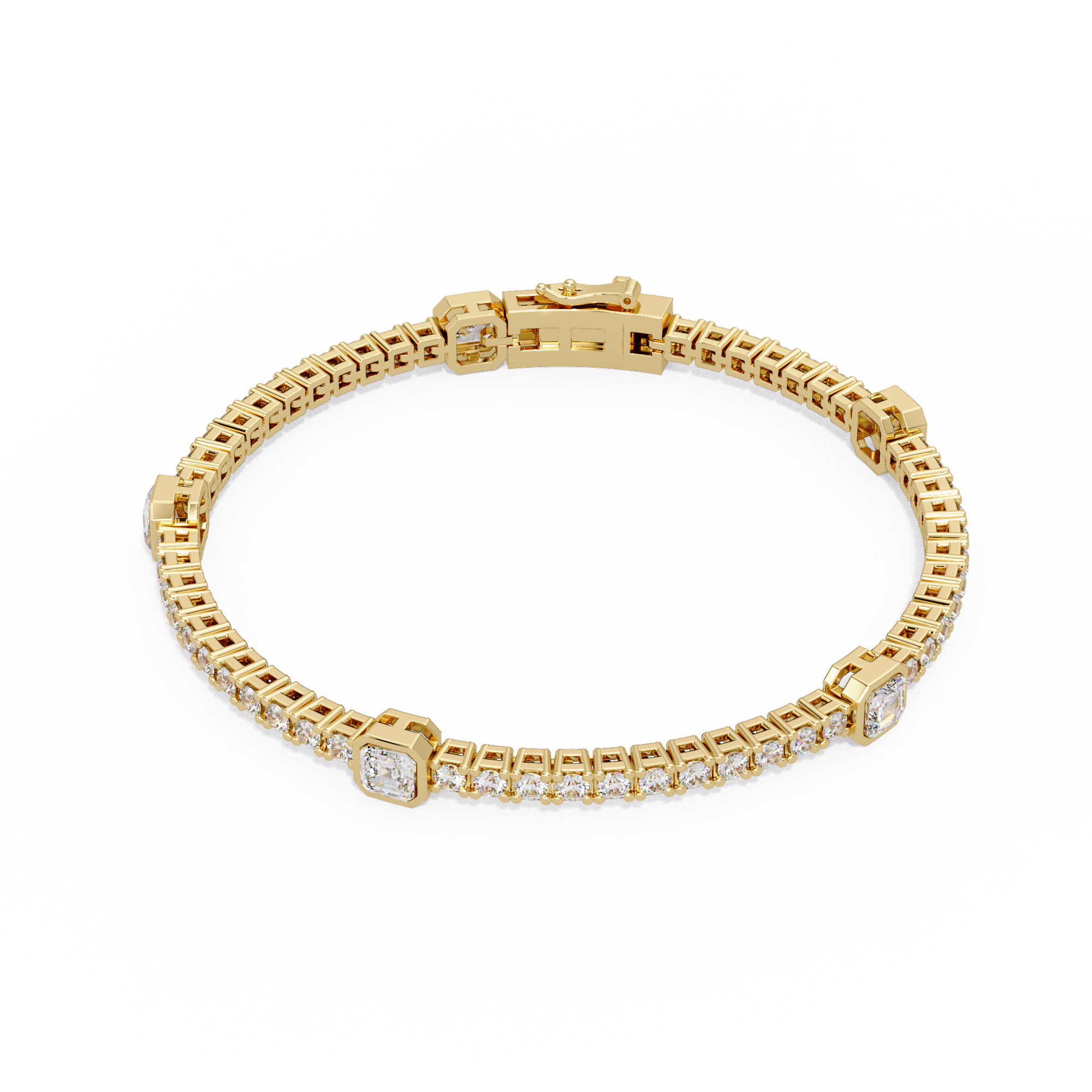 Asscher Diamond Station Tennis Bracelet