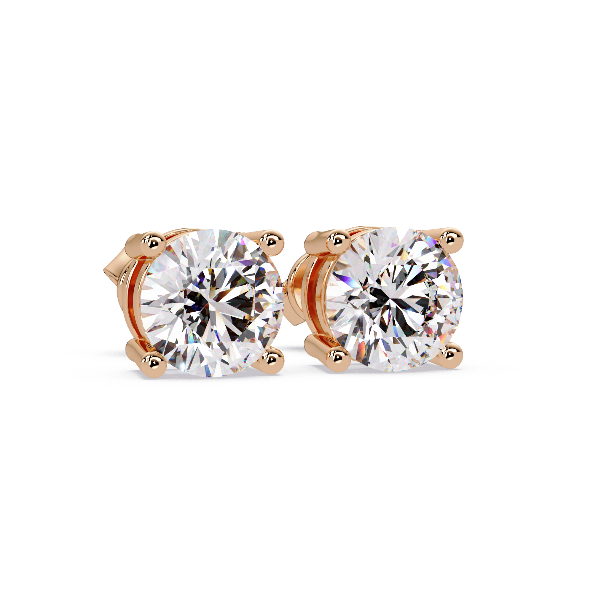 Round Brilliant Cut Solitaire Stud Earrings – 2.57 CTW