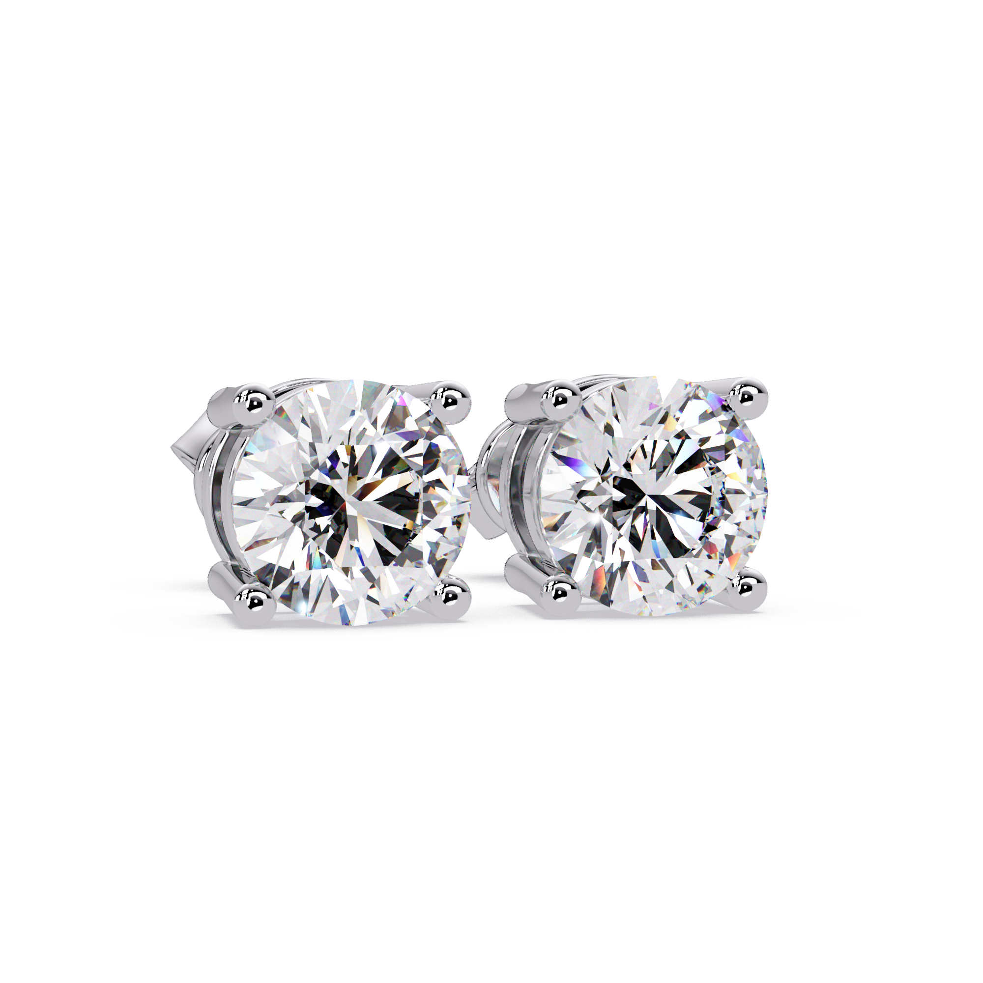 Round Brilliant Cut Solitaire Stud Earrings – 2.57 CTW
