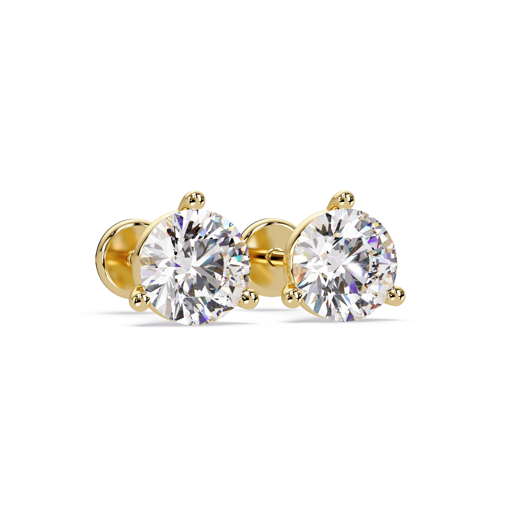 Round Brilliant Solitaire Diamond Stud Earrings – Screw Back | 2.57 CTW | ERCAD-002