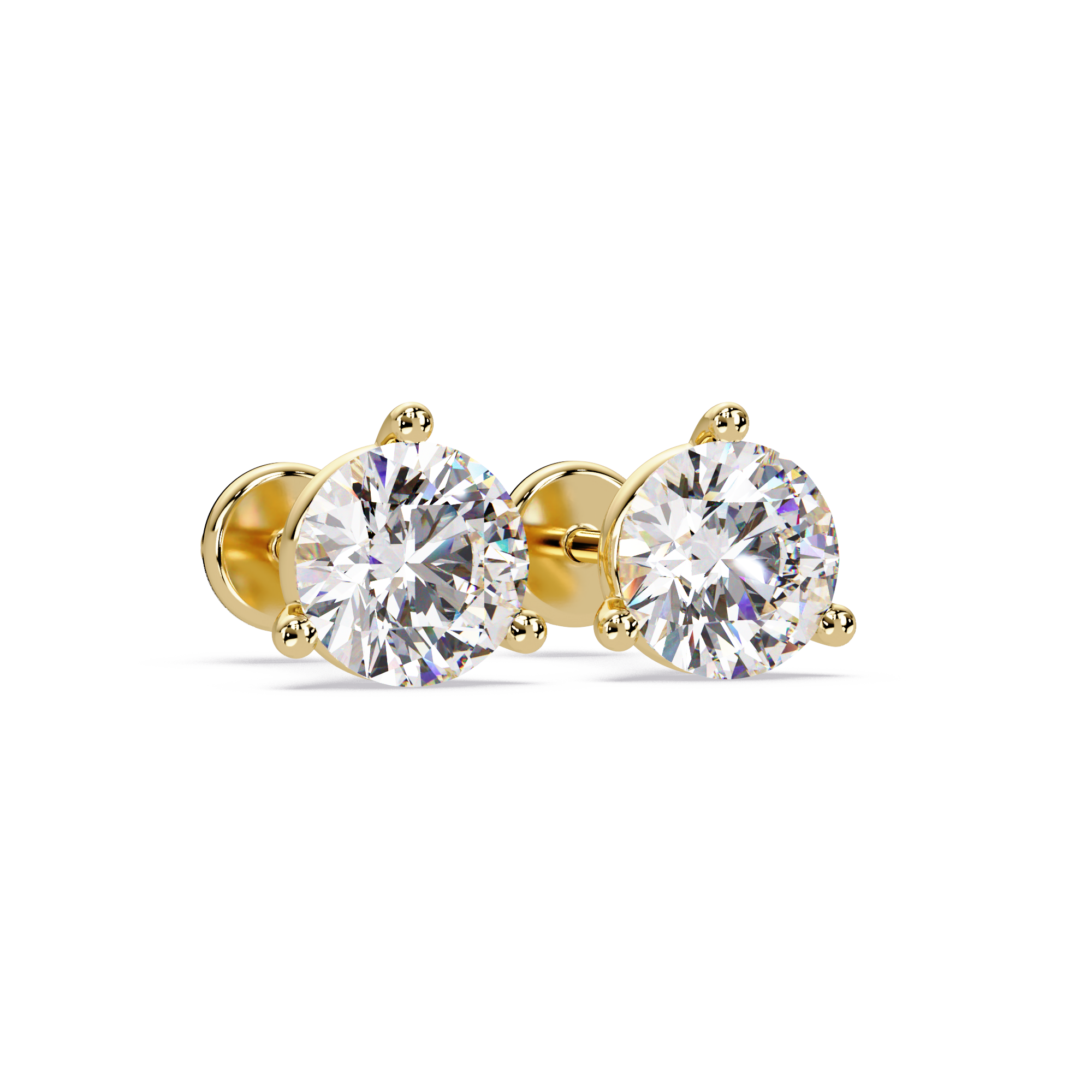 Round Brilliant Solitaire Diamond Stud Earrings – Screw Back | 2.57 CTW | ERCAD-002