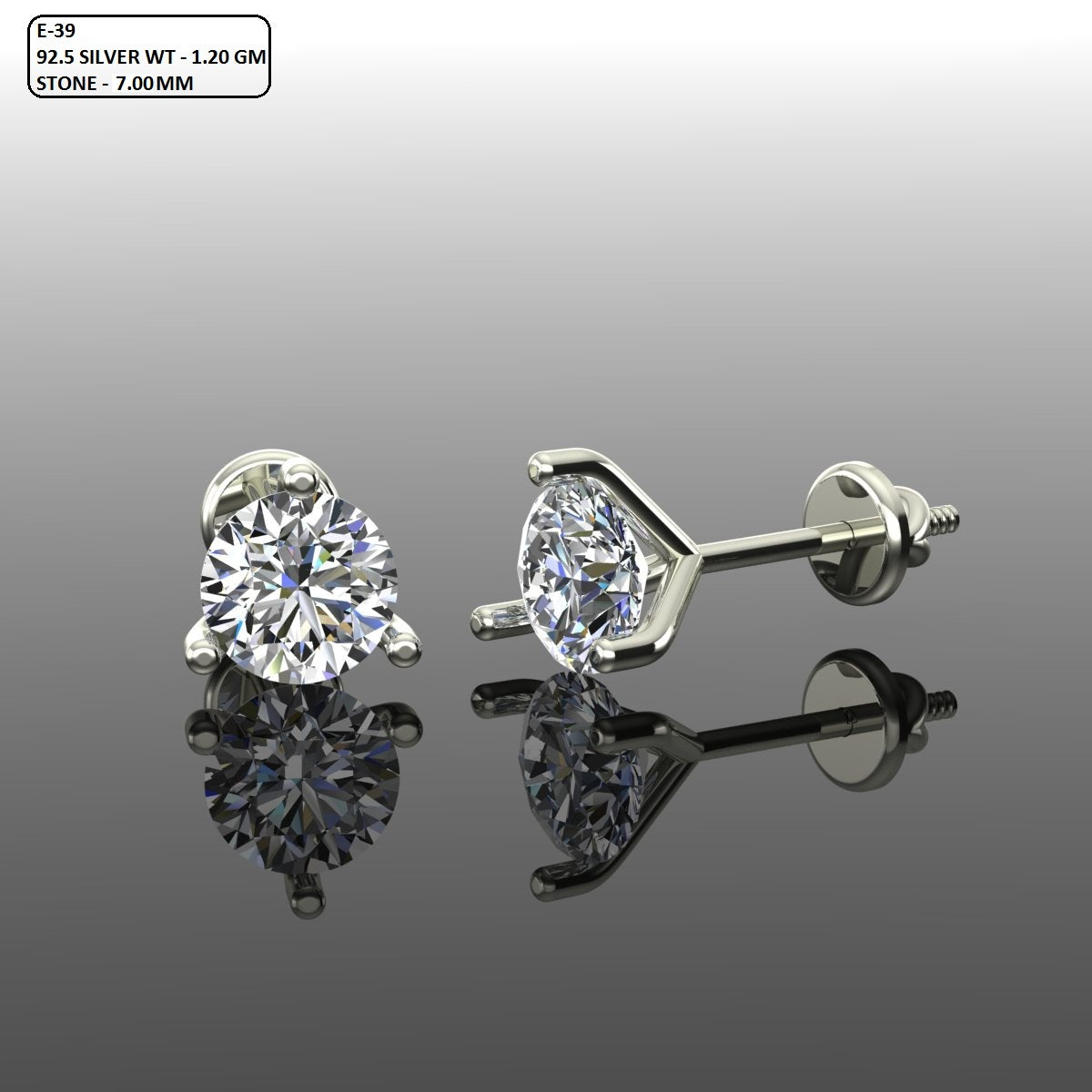 Round Brilliant Solitaire Diamond Stud Earrings – Screw Back | 2.57 CTW | ERCAD-002