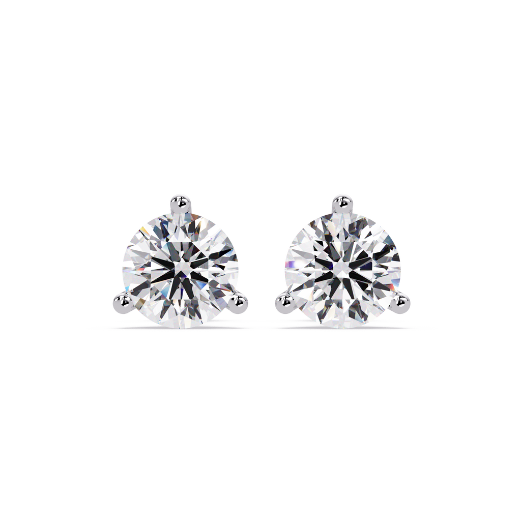 Round Brilliant Solitaire Diamond Stud Earrings – Screw Back | 2.57 CTW | ERCAD-002