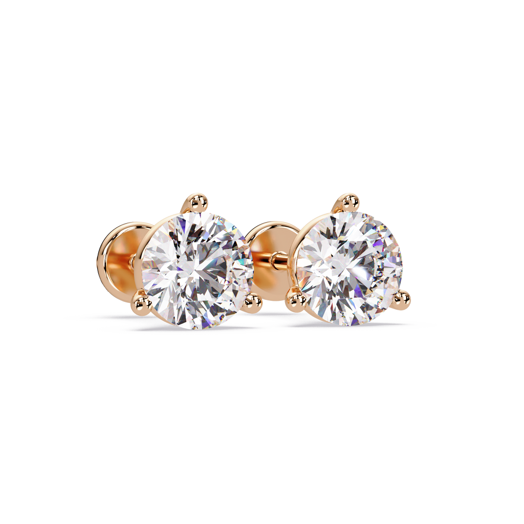 Round Brilliant Solitaire Diamond Stud Earrings – Screw Back | 2.57 CTW | ERCAD-002