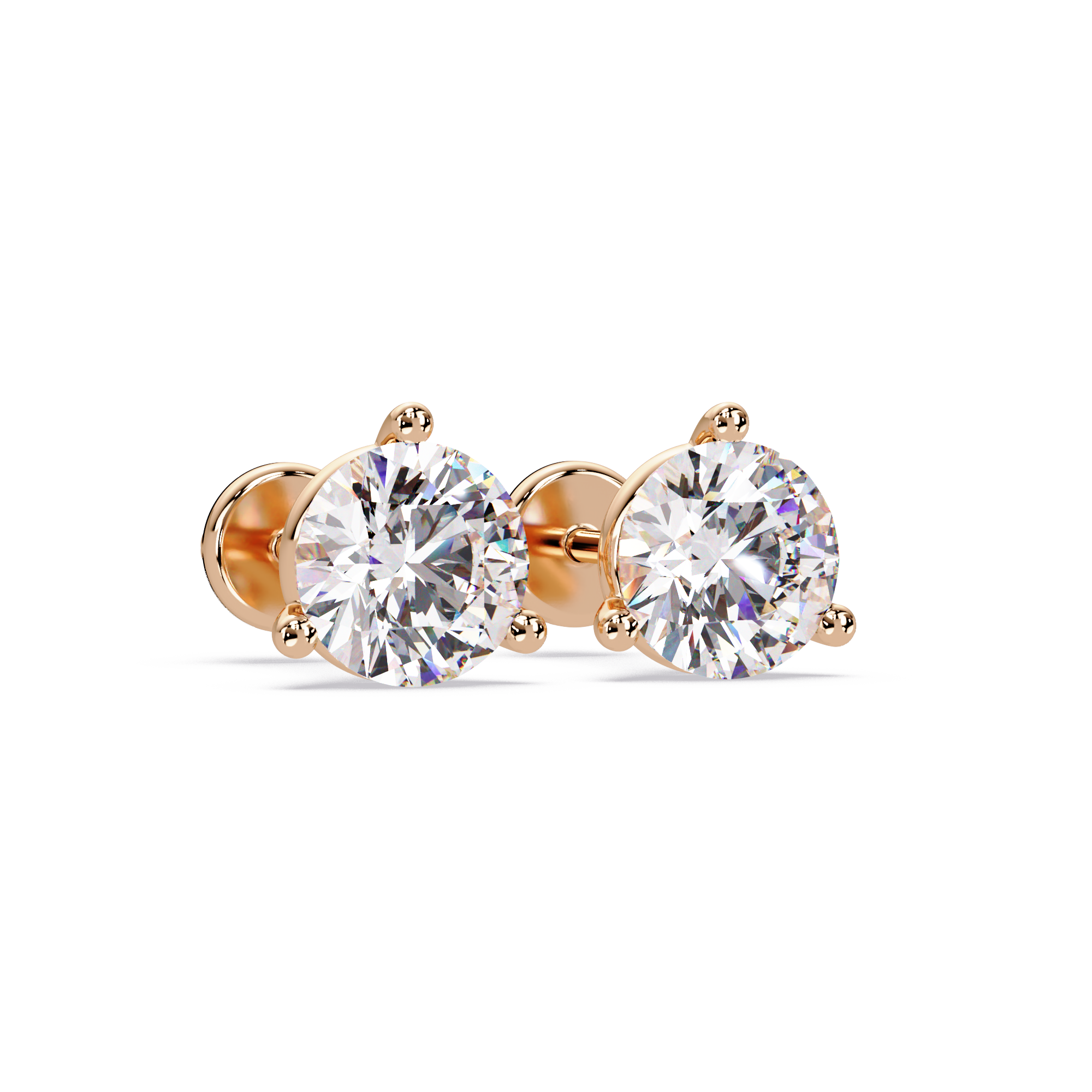 Round Brilliant Solitaire Diamond Stud Earrings – Screw Back | 2.57 CTW | ERCAD-002
