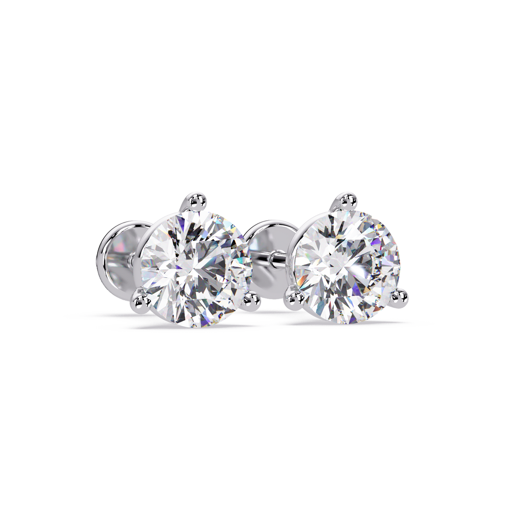 Round Brilliant Solitaire Diamond Stud Earrings – Screw Back | 2.57 CTW | ERCAD-002
