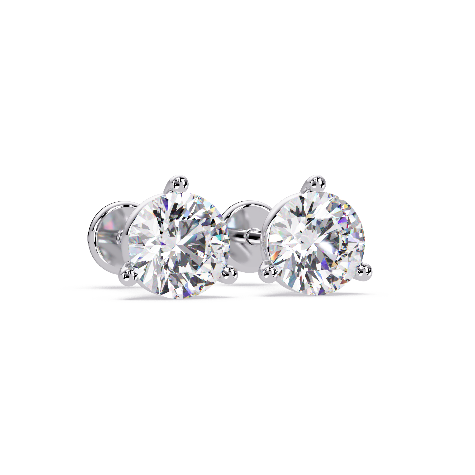 Round Brilliant Solitaire Diamond Stud Earrings – Screw Back | 2.57 CTW | ERCAD-002