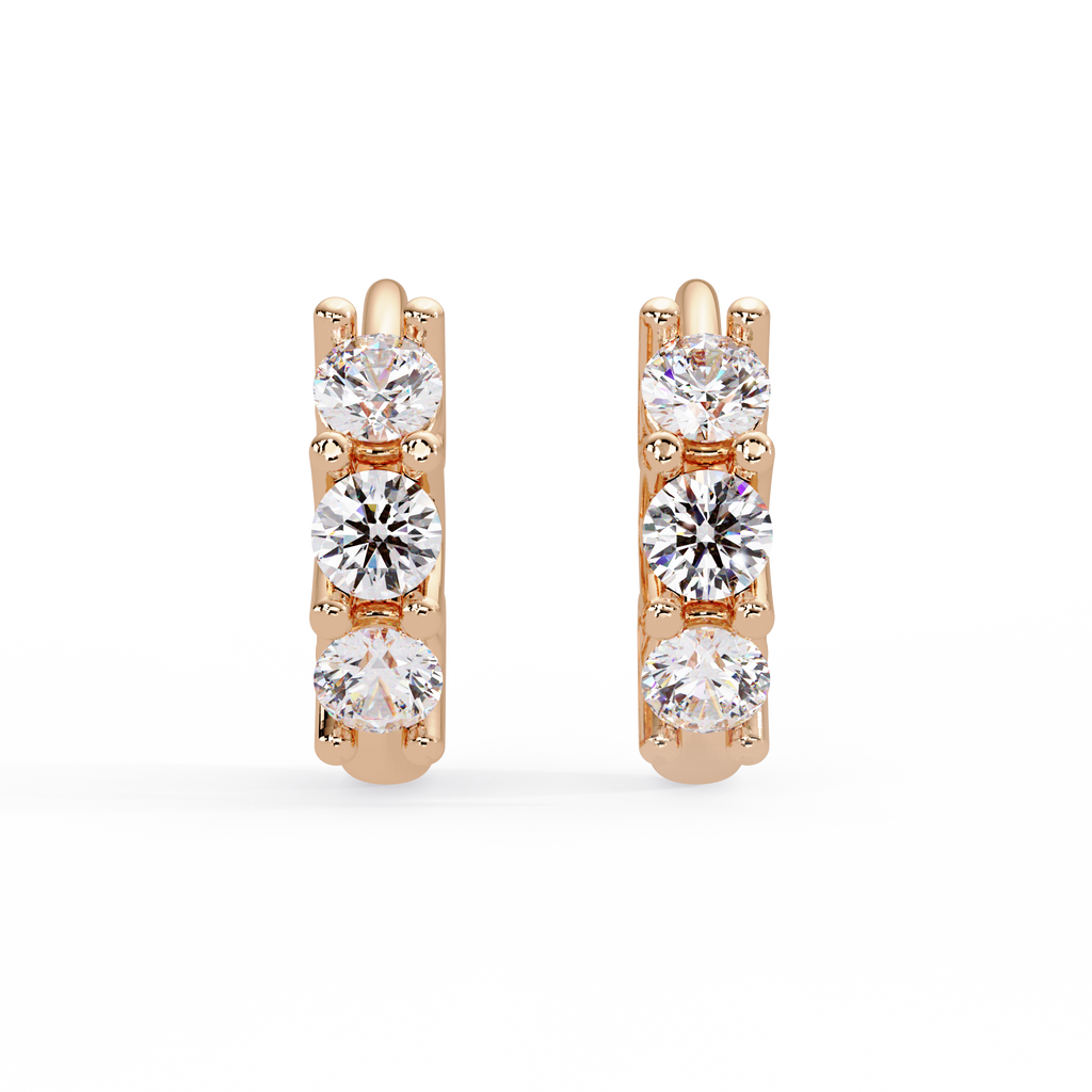 Three Stone Marquise Diamond Hoop Earrings
