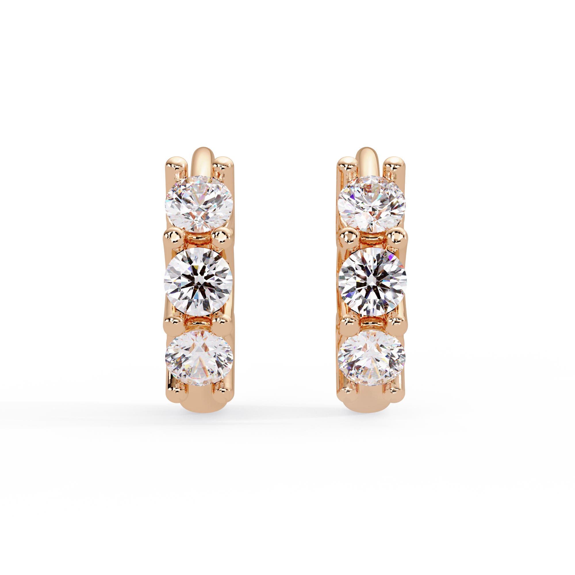 Three Stone Marquise Diamond Hoop Earrings